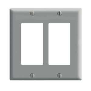  Leviton 80409 GY Decora Wall Plate, 2 Gang, Grey