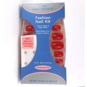  Nail Esque Fashion Nail Kit Christmas Red   24 Nails 