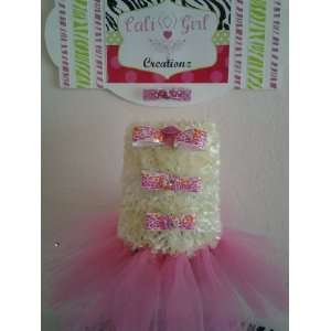 Tutu Dress for Babies and Pets w/ Pink & White Animal Print Ribbon 