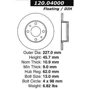  Centric Parts 120.04000 Premium Brake Rotor with E Coating 