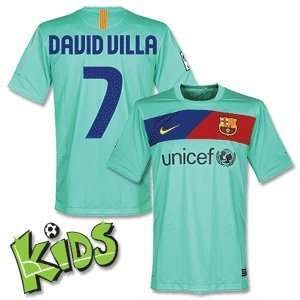 10 11 Barcelona Away Jersey + David Villa 7 (Fan Style)   Boys  