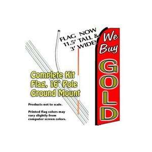  We Buy Gold Feather Banner Flag Kit (Flag, Pole, & Ground 