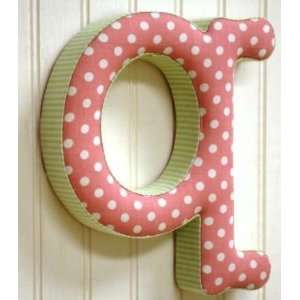  Pink and Green Fabric Wall Letter   q Baby