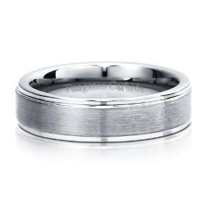 Step Down Design Brushed Tungsten Carbide Ring Band Comfort Fit 6 mm 