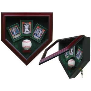  1 Baseball/3 Cards Homeplate Shaped Display Case Black 