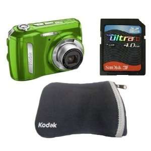   SD Class 4 Memory Card (Bulk) + Kodak Soft Camera Case, Green Color