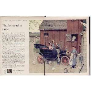 The farmer takes a ride painted by Noman Rockwell. The American Road 