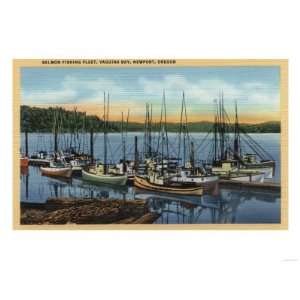   Oregon   Salmon Fishing Fleet in Yaquina Bay Giclee Poster Print, 12x9