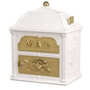  Gaines Mailboxes White with Polished Brass Classic 