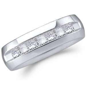   Princess Diamond Wedding Ring 14k White Gold Band (0.53 Carat), Size 8