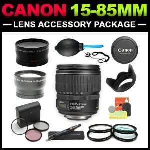  Deluxe Lens Kit Includes Canon EF S 15 85mm f/3.5 5.6 IS USM 