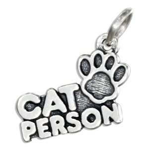  Sterling Silver Cat Person Pendant with Paw Print 