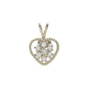 18kt Gold over Sterling Silver White CZ Heart Pendant 