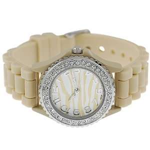    Womens Rhinestone accented Tan Small Face Silicone Watch Jewelry