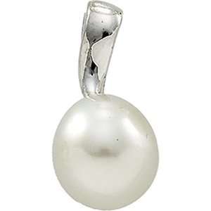  11mm Semiround Pearl Pendant In 14K White Gold. GEMaffair 