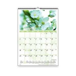   Wall Calendar,Jan Dec,Flower Scenes,15 1/2x22 3/4