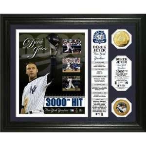  Derek Jeter New York Yankees 3000th Hit Banner 24KT Gold 