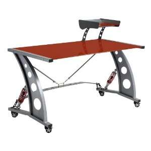  PitStop Office Racing Style Desk with Red Glass Office 