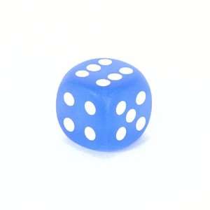    Chessex Frosted 16mm d6 with pips Blue and white Dice Toys & Games