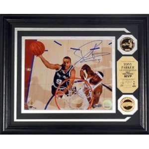 Tony Parker San Antonio Spurs Autographed Photomint with Two 24KT Gold 