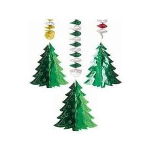  3 Dimensional Foil Dangling Decoration Tree 3 Pack Party 