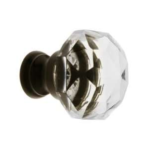  Diamond Cut Glass Cabinet Knob With Brass Base in Oil 