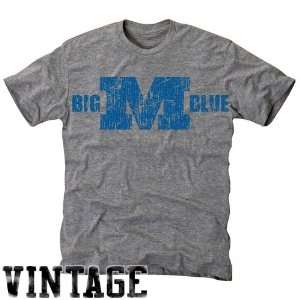  NCAA Millikin Big Blue Ash Distressed Logo Vintage Tri 