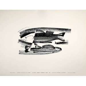 1954 Lithograph Taylor Poore Abstract Modern Fish Art Runkle Thompson 
