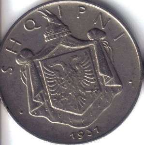 1931 L ALBANIA 1/2 LEK KM#13 VF xf RARE COIN  