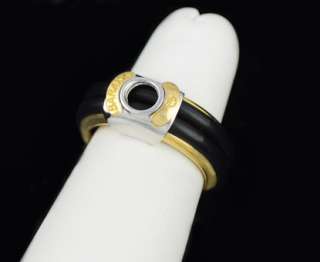 Baraka 18k Two Tone Gold Black Rubber Ring  
