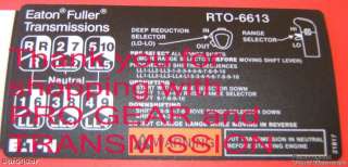 Fuller transmission 13 speed RTO 6613 shift pattern  