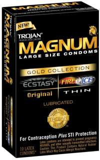 NEW TROJAN GOLD COLLECTION MAGNUM ECSTASY THIN FIRE & ICE THIN CONDOMS 