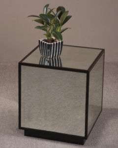 MIRROR SIDE TABLE, End, CUBE, Hollywood Regency GLAM  