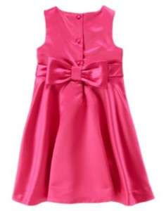 NWT Janie & Jack Winter Bright Sateen Dress & Headband 3 4 5 Pink Bow 