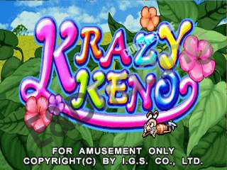 Krazy Keno by IGS 8 Liner Game Board  