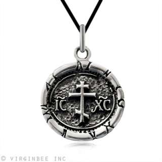 CHRISTIAN ORTHODOX RUSSIAN CROSS ICXC SOLID STERLING 925 SILVER 