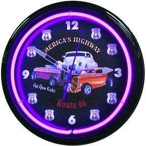 Route 66 Get Your Kicks 20 Inch Neon Wall Clock Light  