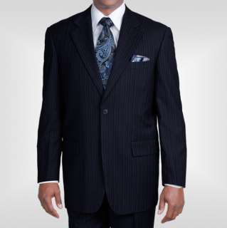 New Mens 2 piece Milano Moda Classics Stripes Suit Navy 57022  