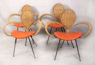 1960s Vintage Iron Dining Chairs w/ Rushing Back 0049*.  