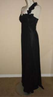 NWT HAILEY ADRIANNA PAPELL ROSETTE CHIFFON GOWN BLK 2  