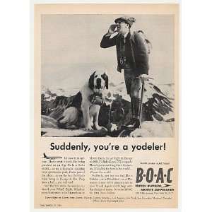  1961 BOAC British Airways Yodeler St Bernard Dog Alp Print 