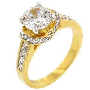  Engagement 4.1 CT 14k Yellow Gold Plated CZ Ring Size 5 