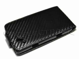 New Black Carbon fiber flip Leather case Holster for Samsung S8530 