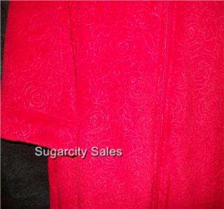 NWT CABERNET EMBOSSED ZIP FRONT LONG PLUSH ROBE RED S  