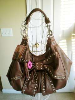 NWT $368 Betsey Johnson Bows & Arrows Chocolate Brown Leather Tote Bag 