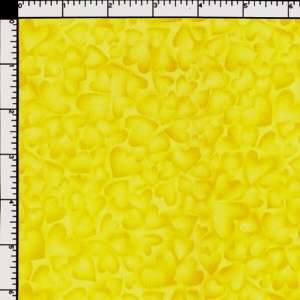 Valentines Day Yellow Hearts Cotton Quilting Fabric BTY  