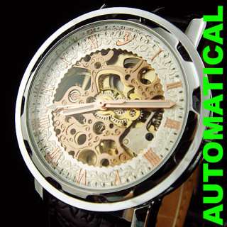 Golden See Through New Design Dial MENS Automatic Self Wind Watch Rose 