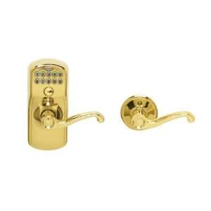   Entry with Auto Lock and Flair Levers, Bright Brass