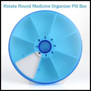 New Portable Rotate Round Medicine Organizer Pill Box  