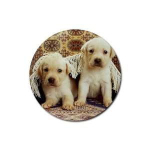  Yellow lab puppies Round Rubber Coaster set 4 pack Great 